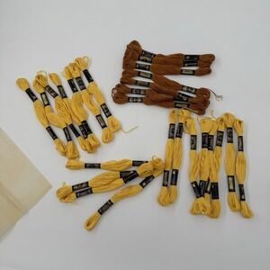 VTG DMC Mouline Special Embroidery Floss Lot 26 Skeins Yellow 726 & Orange 782